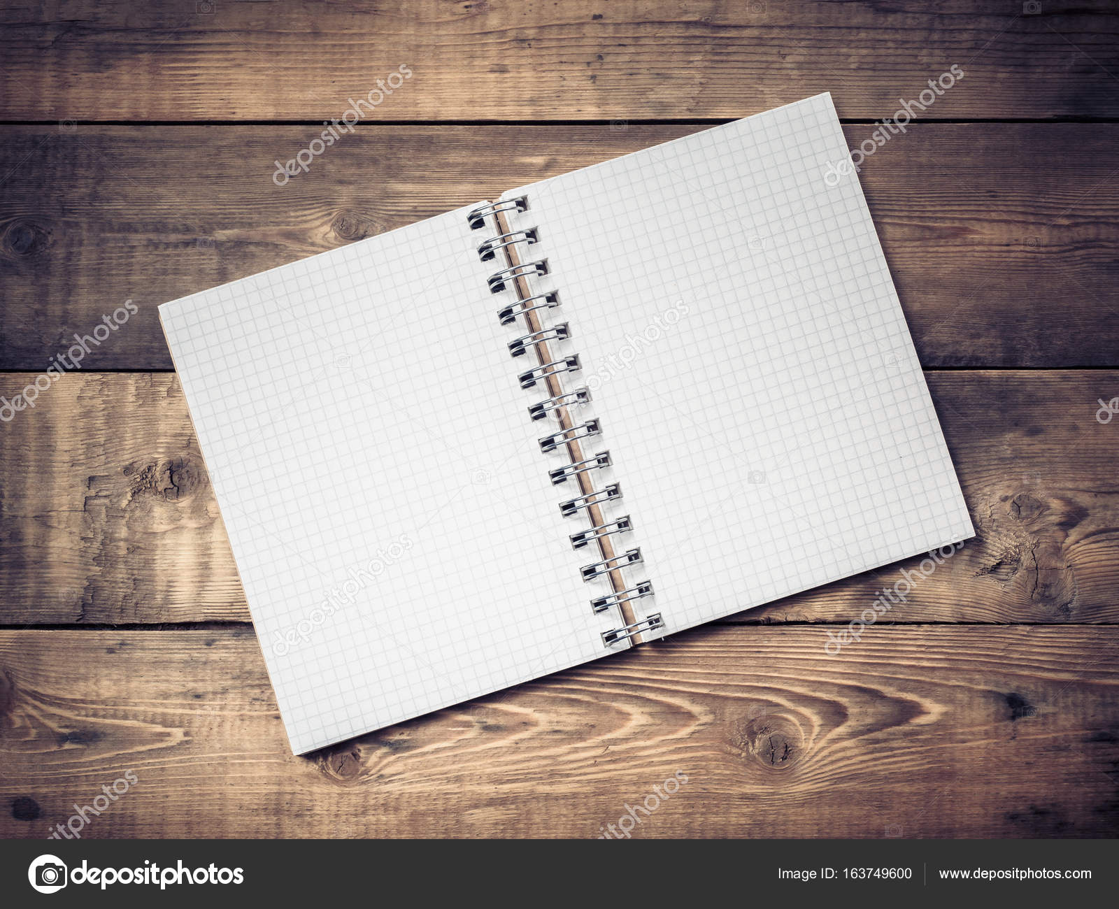Blank Paper Notebook Brown Wooden Table Background Top View Copy Stock  Photo by ©alexxndr 163749600